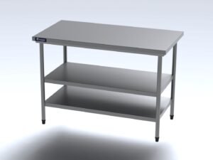 bancada inox com duas prateleiras
